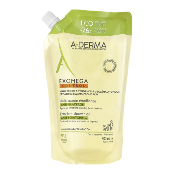 A-Derma Exomega control emollient shower oil refill