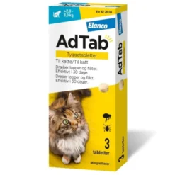 AdTab tyggetabletter til katte > 2,0 - 8,0 kg