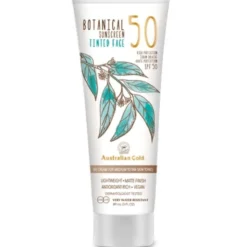 Australian Gold botanical sunscreen tinted face SPF50 medium-tan