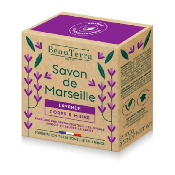 BeauTerra marseille solid soap lavender