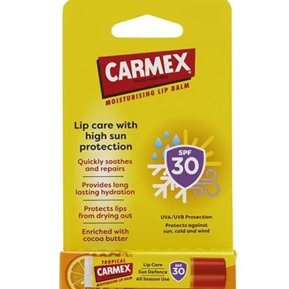 Carmex moisturising lip balm SPF30 tropical