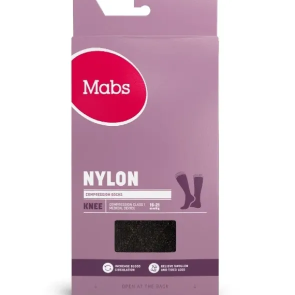 Mabs nylon knæstrømpe sort