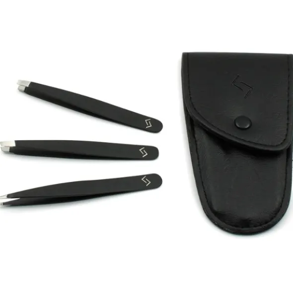 Njord eyebrow tweezer set black