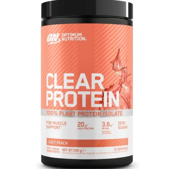 Optimum Nutrition clear protein 100% plant protein isolate juicy peach