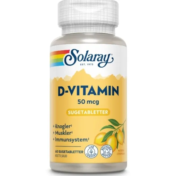 Solaray d-vitamin sugetabletter 50 mcg